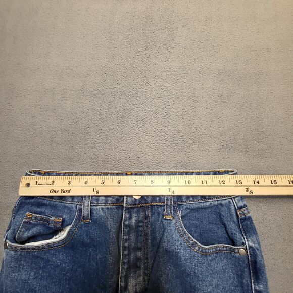 Pretty Little Thing Jeans Womens 4 Blue Boot Cut Distressed Stretch Denim - Picture 8 of 10